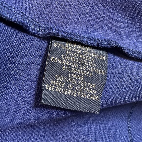 IMAN Navy Floral Peplum Zip Jacket Blazer M Global Chick Ponte Convertible - Picture 12 of 13